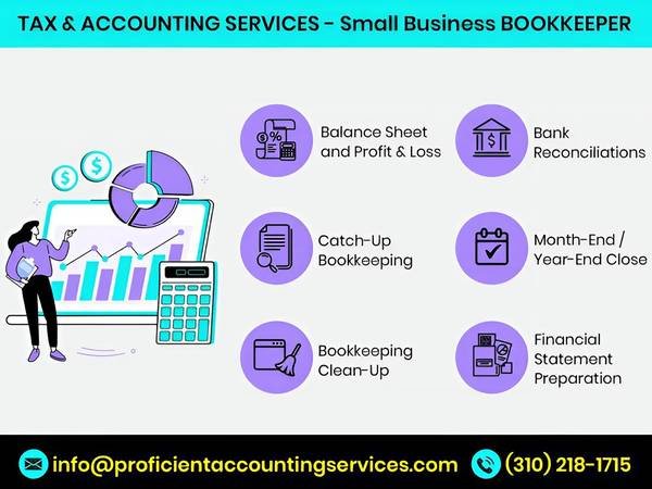 ACCOUNTING Services | BOOKKEEPING & TAX Preparation for Small Business (West Los Angeles-Santa Monica & West LA areas (REMOTE/ONLINE)) ACCOUNTING Services | BOOKKEEPING & TAX Preparation for Small Business (West Los Angeles-Santa Monica & West LA areas (REMOTE/ONLINE))