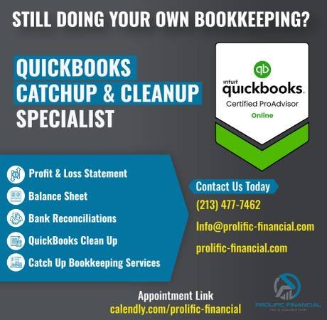 QuickBooks Bookkeeper: Small Business Bookkeeping and Accounting Services (Los Angeles - Hollywood, Downtown LA &amp; K-Town Areas)s