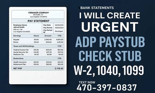 High-Detail Pay and Bank Stubs Statements W2 Accuracy You Can Sees