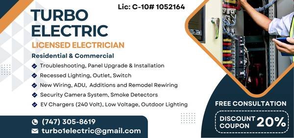 Licensed Electrician 747-305-8619 (Residential, Commercial) Discount (Greater Los Angeles) Licensed Electrician 747-305-8619 (Residential, Commercial) Discount (Greater Los Angeles)