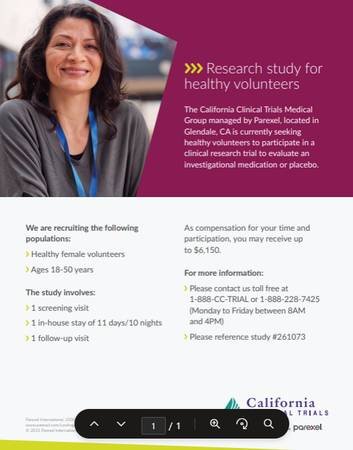 Paid Research for Healthy Volunteers with Compensation Up to $6,150 if Qualified (Glendale)s