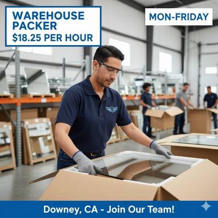Full-Time Warehouse Packer in Downey at $18.25 Per Hour (Downey)s